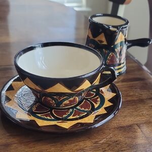 St Jean De Bretagne Decor Main Handpainted Porcelain Tea Cup & Saucer Set